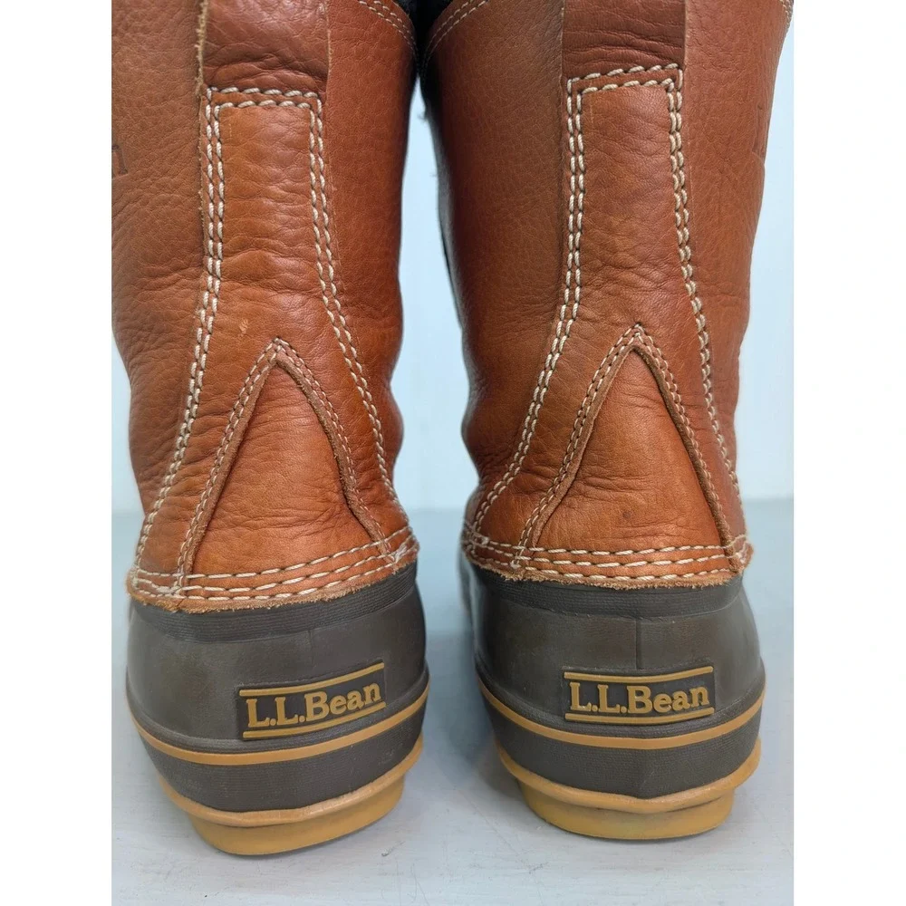 LL Bean Men's Snow Waterproof Leather Duck Boots Winter Brown Size 8 M 299620‎